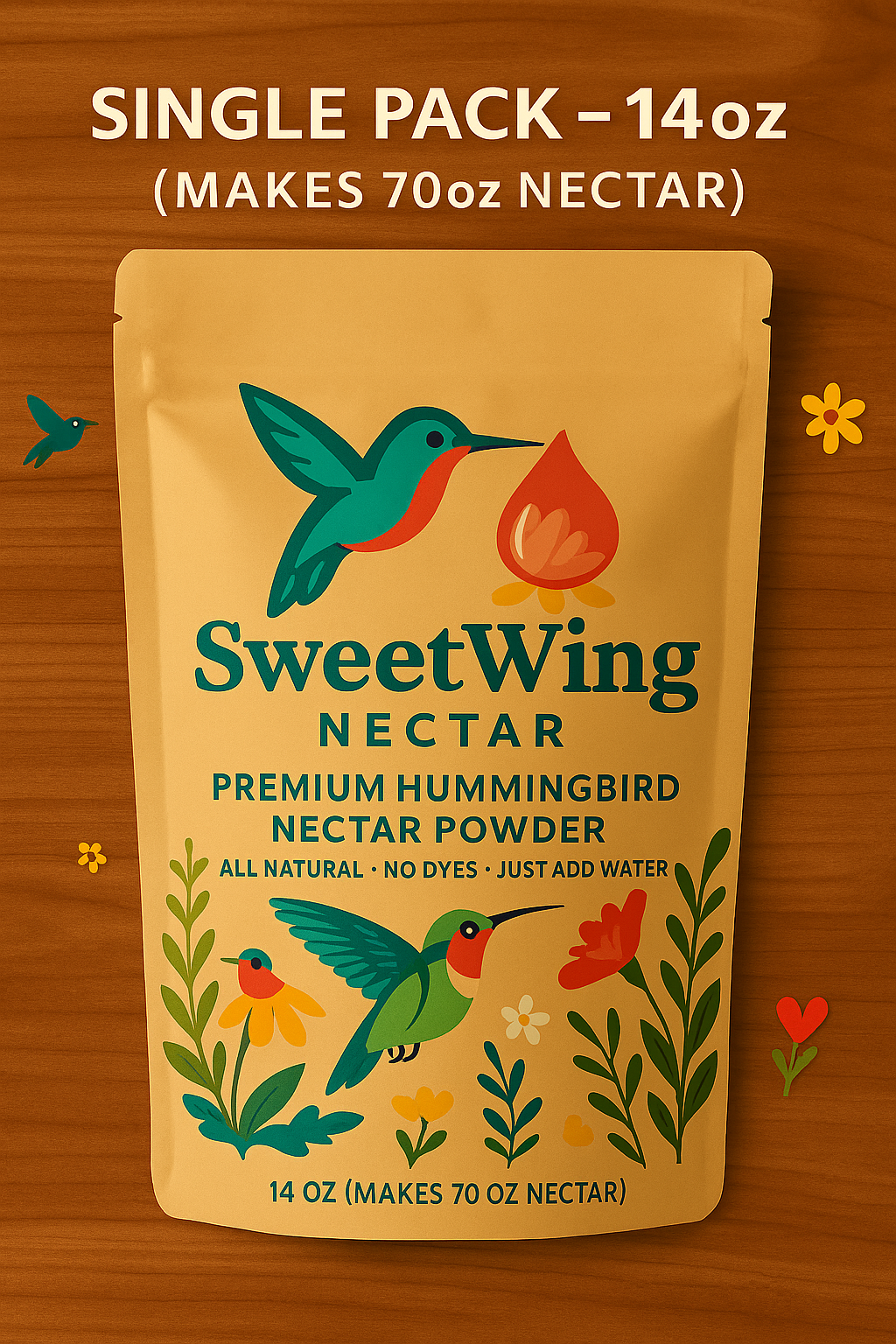SweetWing Nectar Single Pack - 14oz all-natural hummingbird nectar